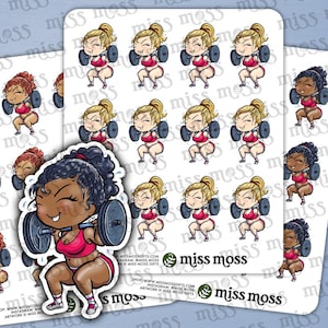 Crossfit Heavy Lifting Workout Curvy Girl Vinyl Planner Adesivos