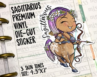 Sagittarius Vinyl Decal - Horoscope Curvy Girl Sticker for Planners