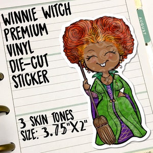 Winnie Halloween Witch Vinyl Die Cut Waterproof Sticker