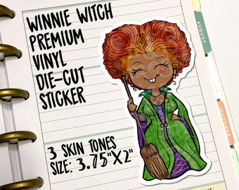 Winnie Halloween Witch Vinyl Die Cut Waterproof Sticker