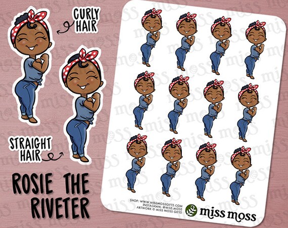 brown skin rosie the riveter planner stickers black african etsy image 0