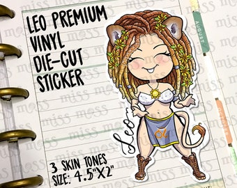 Leo Vinyl Decal - Horoscope Curvy Girl Sticker for Planners