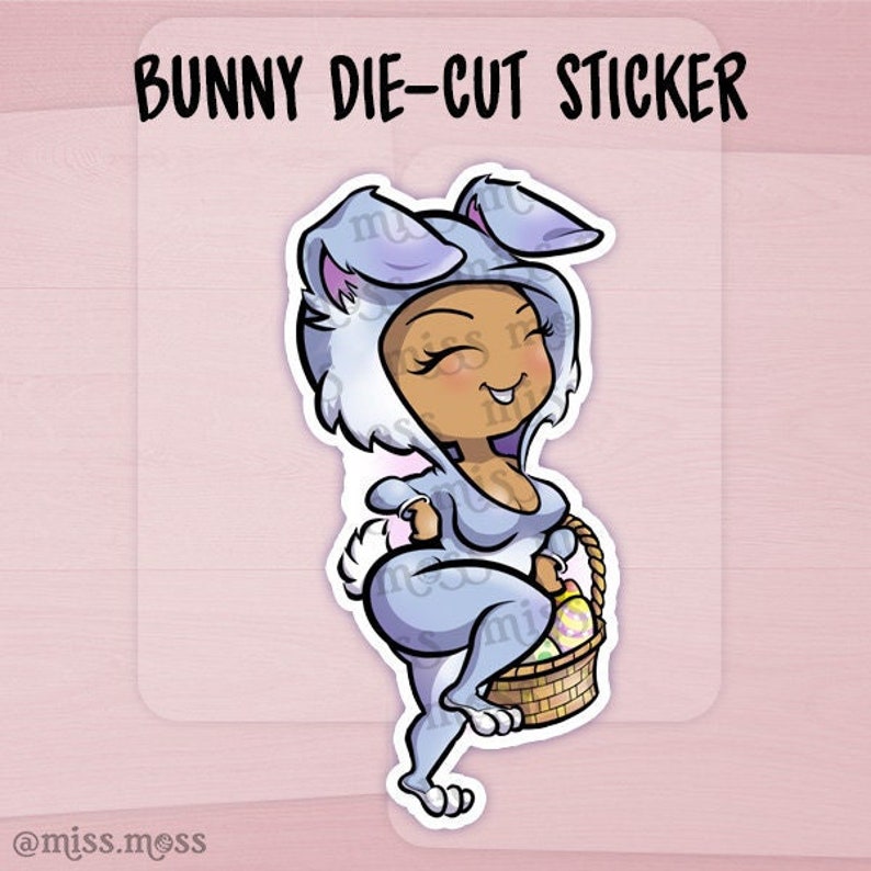 Easter Bunny Onesie Large Waterproof Vinyl Die Cut Sticker image 1