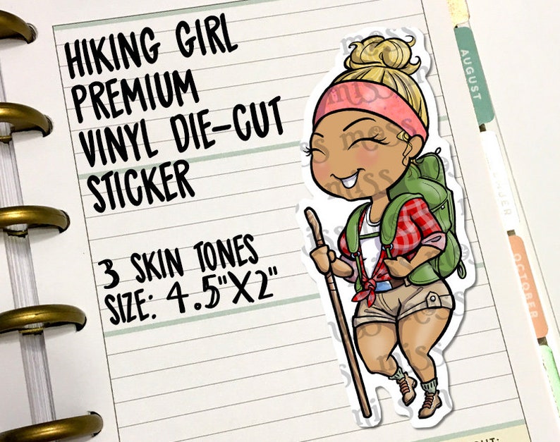 Waterproof Vinyl Plus Size Hiking Girl Hiker Die Cut Sticker Decal image 1