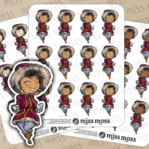 Snow Bunny Eskimo Winter Girl Vinyl Planner Stickers