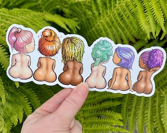 Pride Expression Sticker Thick Rainbow Booty Babes Waterproof Vinyl Sticker - Plus Size Curvy Pride Girl Gay Lesbian Decal