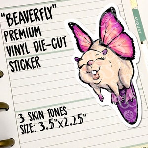 Beaver with Wings Beaverfly Large Waterproof Vinyl Die Cut Sticker