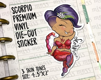 Scorpio Vinyl Decal - Horoscope Curvy Girl Sticker