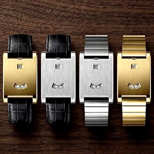 Art Deco Digital Jump Hour Watch • Vintage Style Rectangular Mens Watch • Tank Jumping Hour Watch • Minimalist Luxury Watch Gift for Him