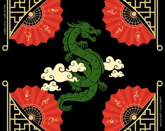 Tapete de mahjong, el Dragón Verde