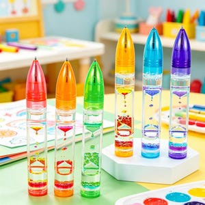 Flüssiger Bewegung Bubbler Stift, bunter sensorischer Timer Stift, Fidget Briefpapier ADHS Stressabbau Geschenk