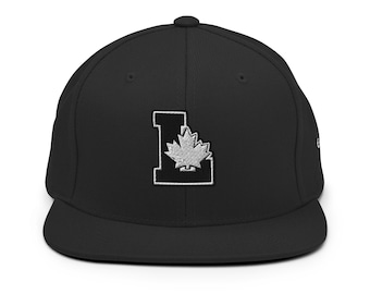 L Leaf Logo Hat - Black Snapback with Premium White Embroidery