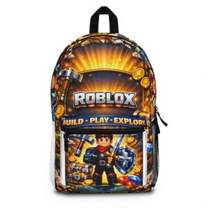 Roblox Miner Character-rugzak | Bouwen Spelen Verkennen Gaming Schooltas voor kinderen afbeelding 1