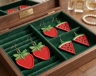 FSL Earrings Fruit Embroidery Design Bundle Watermelon Strawberry Ornament Digital Download Machine Embroidery File