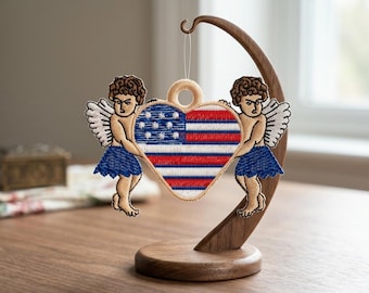 Free Standing Lace American Flag Heart Earrings Embroidery Design (Digital Download)