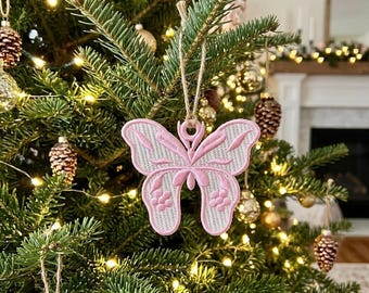 FSL Pink Butterfly Embroidery Design, Freestanding Lace Floral Butterfly Machine File