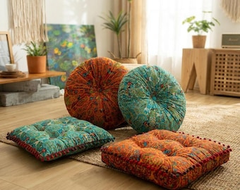 Poszewka na poduszkę podłogową w stylu boho, poduszka tatami z maroka, dekoracja siedziska z lnu bawełnianego
