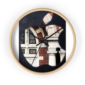 Victorian Architecture Silhouette Wall Clock, Urban Design with Minimalist Frame Options