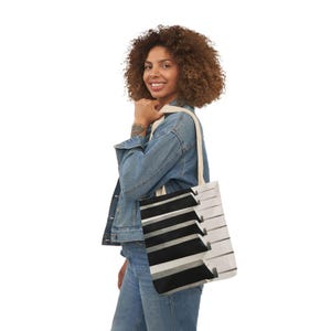 Piano Keys Tote Bag, Stylish Canvas Bag for Music Lovers with Colorful Strap Options
