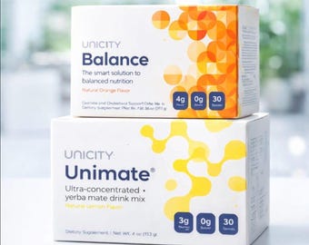 Unicity Balance Orange, Unimate Yerba Mate Drink Mix (2 Pack, 60 Servings Total)