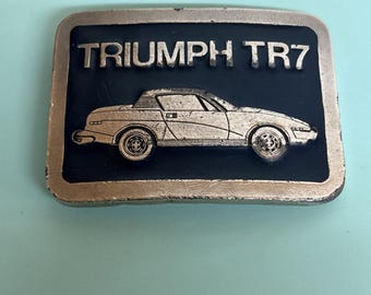 Fivela de cinto vintage Triumph TR7 dos anos 70, 8,9 cm de largura, fabricada nos EUA, número 1145.