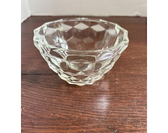 Tigela de vidro transparente vintage com padrão de cubo cubista