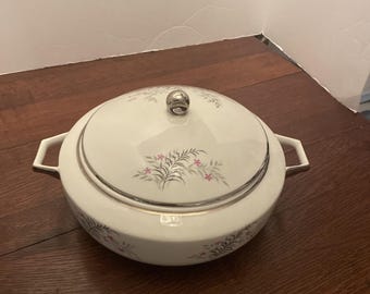 Parisienne Flori von Royal Jackson- Auflaufform mit Überzug - Silber-Rosa Blumen