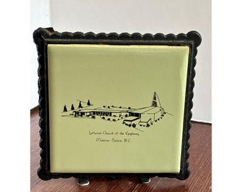 Supporto vintage in ghisa per piastrelle della Chiesa luterana dell'Epifania di Winston-Salem, Carolina del Nord.