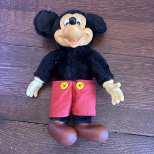 Vintage Disney Mickey Mouse 9" Beanbag Doll Plush Toy Applause Vinyl Face Hands image 1