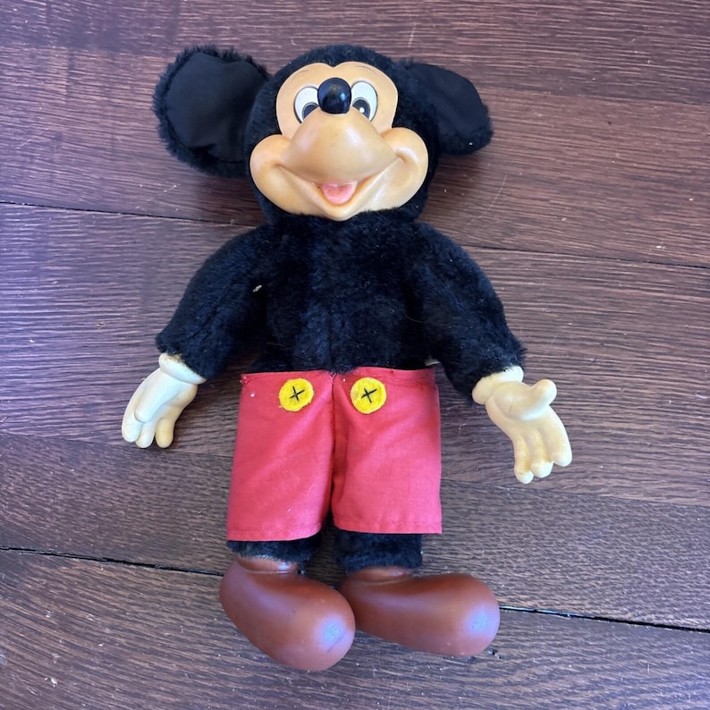 Vintage Disney Mickey Mouse 9" Beanbag Doll Plush Toy Applause Vinyl Face Hands image 1
