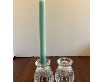 Juego de 2 portavelas reversibles de cristal de plomo transparente al 24 %