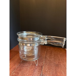 Pyrex Flameware Glass Double Boiler 1.5 Quart 6283 L Clear Cookware Set USA