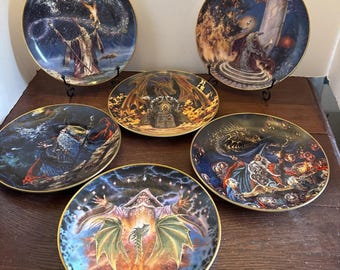 Royal Doulton The Franklin Mint Heirloom Myles Dragons & Wizards 6 Plates