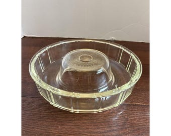 1940er Jahre Glas Queen Anne Glass Jell-O Form Bundt Kuchen Backform Teller USA