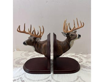 Zestaw dekoracji do książek „Danbury Mint Stag Deer” firmy Dennis Jones w stylu rustykalnym