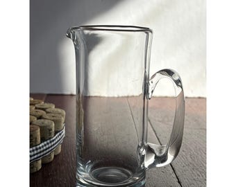 Vintage Clear Glass Mini Pitcher Creamer Heavy Base Syrup Server 5 inch
