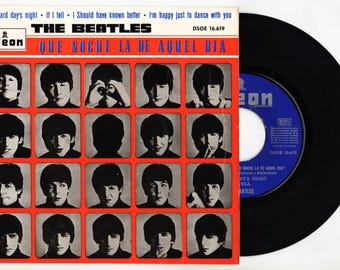 THE BEATLES A Hard Day's Night 1964 EP originale spagnolo Odeon Copertina illustrata unica