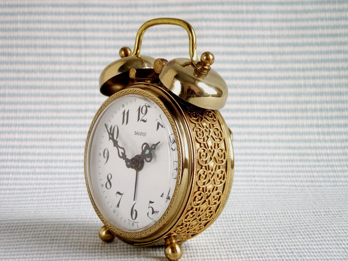 Vintage Brass Twin Bell Wind Up Alarm Clock. Beautiful Etsy