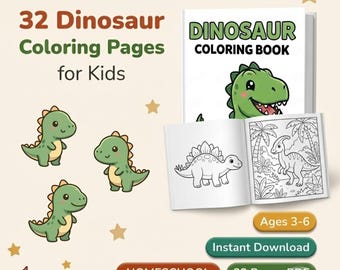 Dinosaurier-Malvorlagen für Kleinkinder | 32 druckbare Dino-Malvorlagen (PDF) | Ruhige Beschäftigung ohne Bildschirm | Für Kinder im Homeschooling | 3–6 Jahre