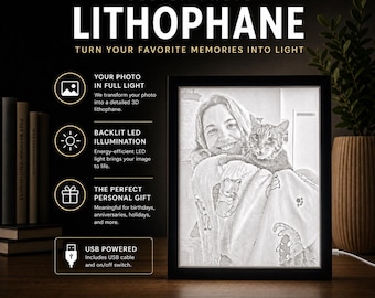 Custom Lithophane Lamp | Personalized Photo Night Light | 3D Printed Light Box