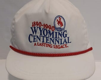 Sombrero vintage de la celebración del centenario de Wyoming - 1890-1990 - Cien años de Wyoming