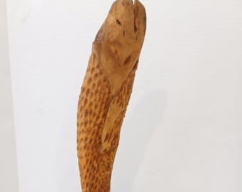 Hand-Carved Fish Wood Sculpture 21" Tall - Cabin Decor - Very Unique