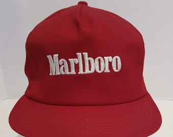 Gorra vintage de Marlboro - Roja y blanca con cierre ajustable