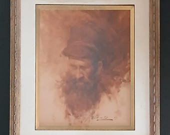 Ramon Kelley, "Hombre con barba", 1968, óleo sobre lienzo, 28 x 35 cm, enmarcado, firmado, obra temprana.
