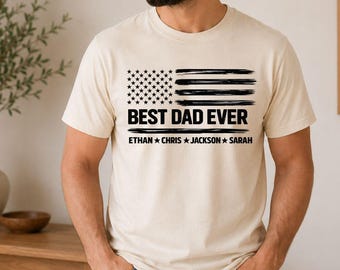Camiseta personalizada "El mejor papá del mundo", camiseta personalizada para papá con el nombre de los niños, camiseta estampada para papá primerizo, camiseta "Vida de papá", camisetas de regalo para el Día del Padre, el mejor papá.