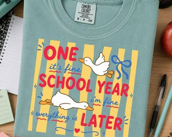 Maglietta con oca "Un anno scolastico dopo", magliette divertenti con oca per insegnanti, maglietta di fine anno scolastico, maglietta Comfort Colors per insegnanti, apprezzamento per gli insegnanti