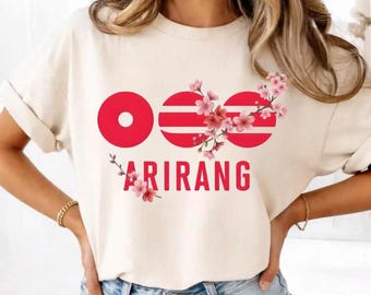 Camiseta Arirang con el logo de BTS, Camiseta Floral Merch, Gira Mundial 2026, Merchandising de Bangtan 2026, Camiseta de concierto, Kpop Army, Regalo para Kpop, Camiseta Kpop para amantes de la música