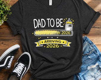 Camiseta para futuro papá 2026, camiseta "Ascendido a papá", camiseta personalizada con la fecha estimada de nacimiento del padre, regalo para anunciar el embarazo, camiseta de regalo para el Día del Padre para papás primerizos.