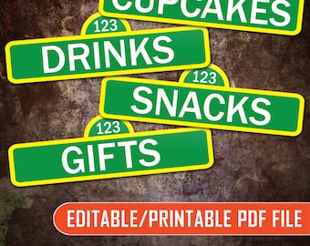 Editable/Printable Mini Sesame Street Signs