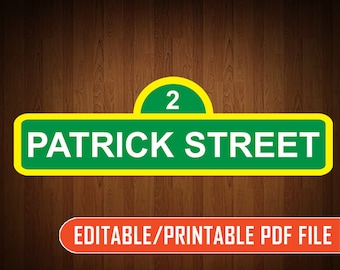Editable/Printable Sesame Street Sign (PDF) - KDEDF0003